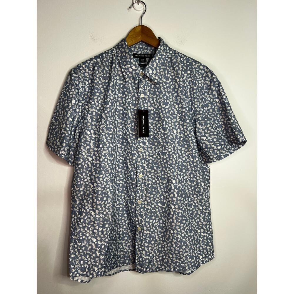 Blue Floral New Micheal Kors Slim fit button down Size Large